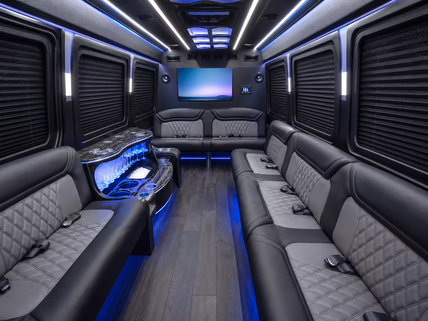 tulare 30 passenger party bus inside