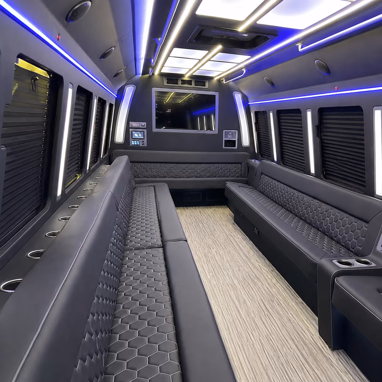 tulare 40 passenger party bus inside